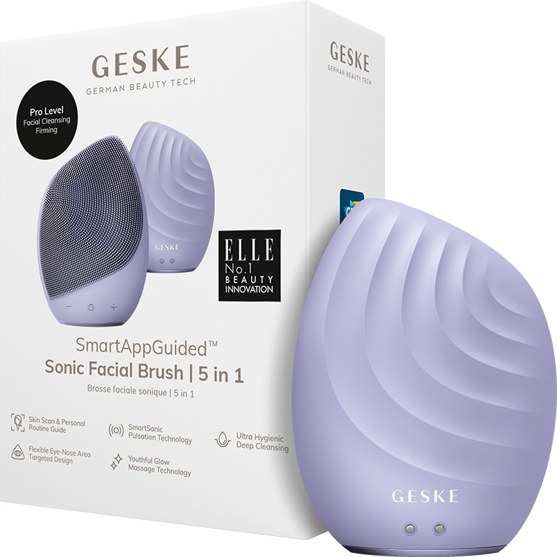Электронная звуковая щетка для лица GESKE Sonic Facial Brush 5 в 1 фиолетовый на beauty-prof.com Электронная звуковая щетка для лица GESKE Sonic Facial Brush 5 в 1 фиолетовый