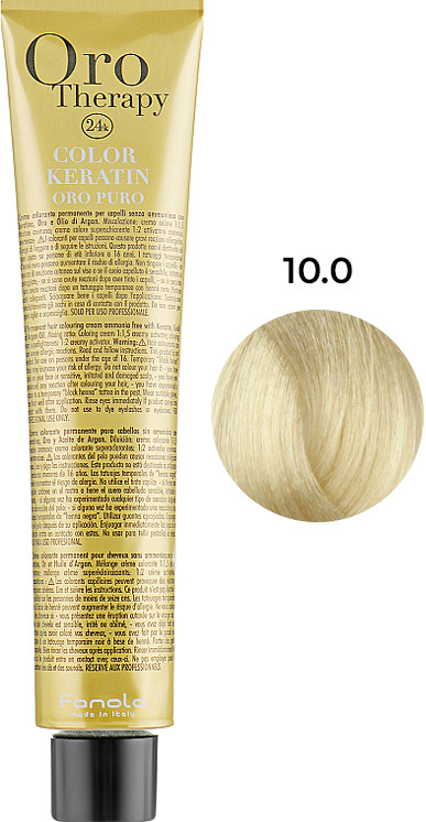 10.0 Extra blond platinum Фарба Keratin Oro Puro Fanola, 100 мл