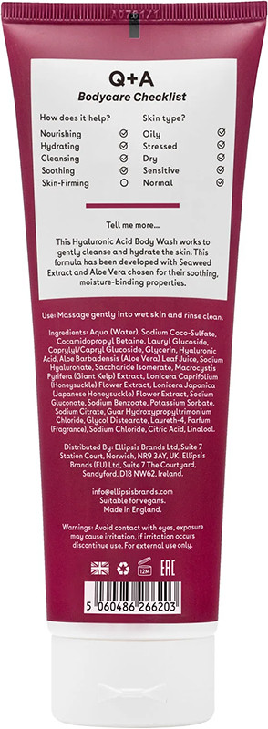Гель для тіла очищуючий з гіалуроновою кислотою Hyaluronic Acid Body Wash Q+A, 250 мл  Фото 2 