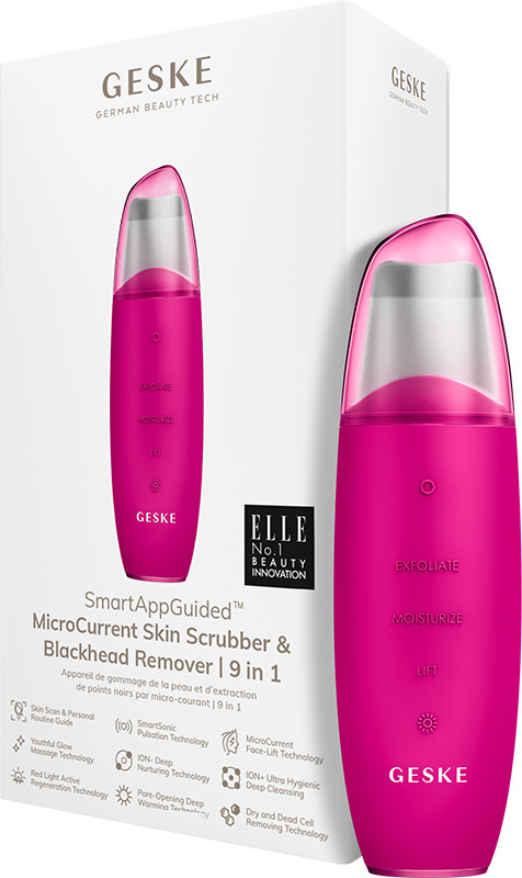Мікрострумовий скрабер для шкіри та усунення чорних точок GESKE MicroCurrent Skin Scrubber & Blackhead Remover 9 в 1 бузковий на beauty-prof.com Мікрострумовий скрабер для шкіри та усунення чорних точок GESKE MicroCurrent Skin Scrubber & Blackhead Remover 9 в 1 бузковий