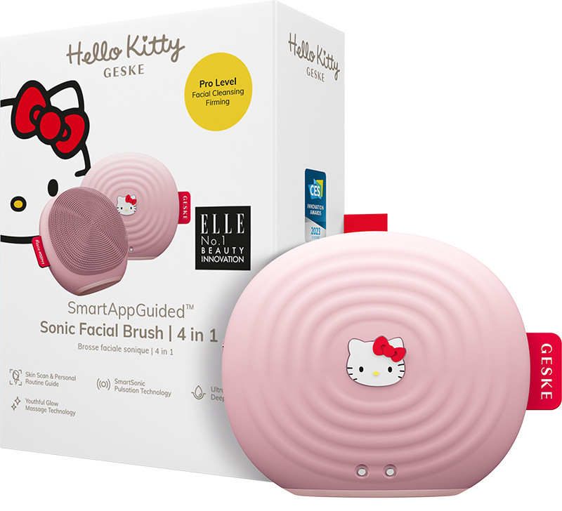 Електронна звукова щітка для обличчя GESKE Sonic Facial Brush 4 в 1 by Hello Kitty рожевий на beauty-prof.com Електронна звукова щітка для обличчя GESKE Sonic Facial Brush 4 в 1 by Hello Kitty рожевий