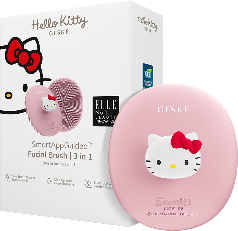 Щетка для лица GESKE Facial Brush 3 в 1 by Hello Kitty розовый с держателем 