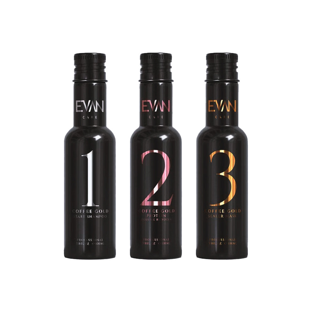 Міні-комплект Protein Coffee Gold Line Evan Care, 3x100 мл (шампунь, протеїн, маска для волосся)