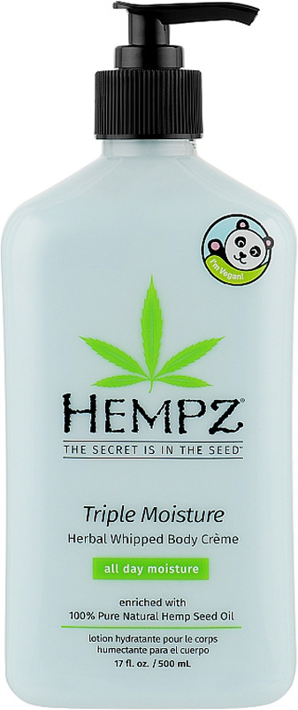 Крем ніжний для тіла потрійної дії з екстрактами рослин HEMPZ Triple Moisture Herbal Whipped Body Creme, 500 мл