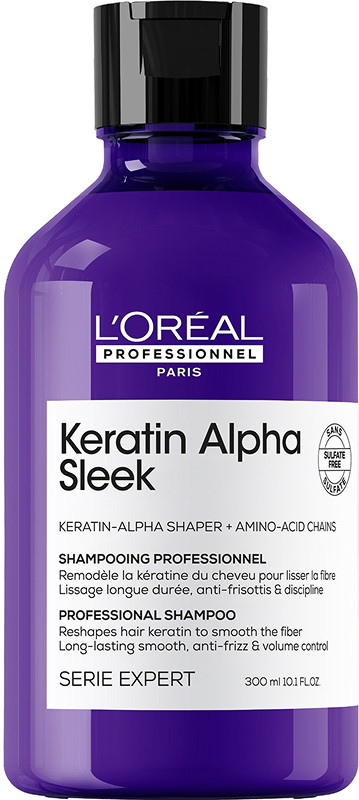 Шампунь безсульфатний для гладкості та контролю пухнасті волосся Keratin Alpha Sleek L’Oreal Professionnel Paris, 300 мл