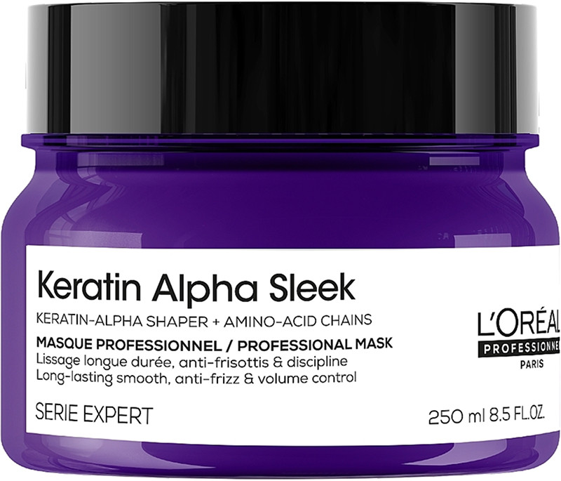 Маска для гладкості та контролю пухнасті волосся Keratin Alpha Sleek L’Oreal Professionnel Paris, 250 мл