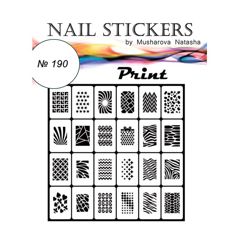 Трафарет-наклейки для nail art №190 Принт