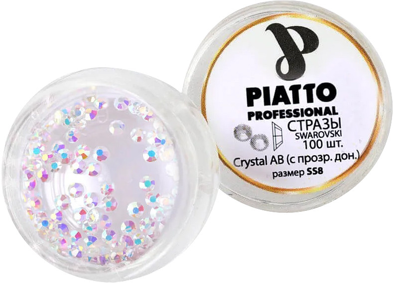 Стрази Сваровскі  Сrystal  AB (с прозорим дном) SS8 100шт Piatto