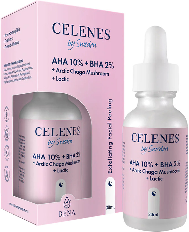 Пілінг-сироватка з кислотами AHA + BHA + LACTIC + ARCTIC CHAGA MUSHROOM Celenes, 30 мл  Фото 2 