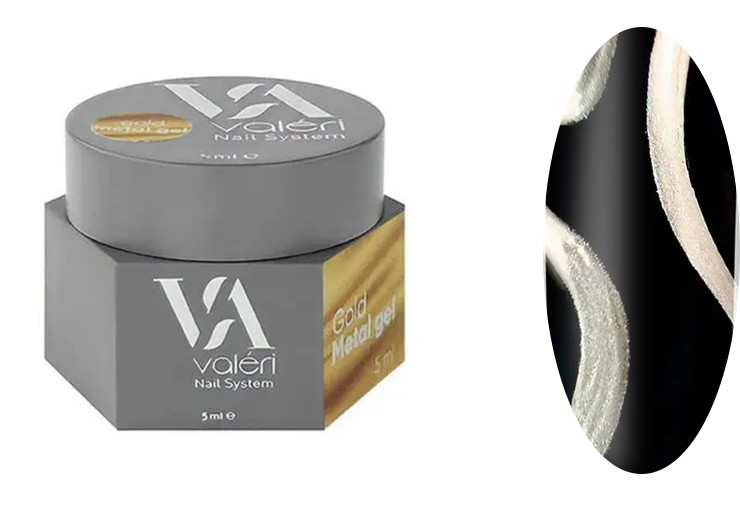 Металева гель-фарба Gold Metal Gel VALERI, 5 мл