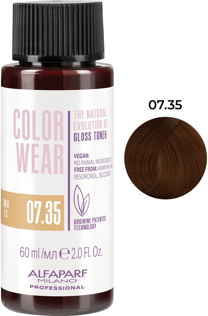 Тонирующая краска для волос Color Wear Gloss тон 07.35 Alfaparf, 60 мл 