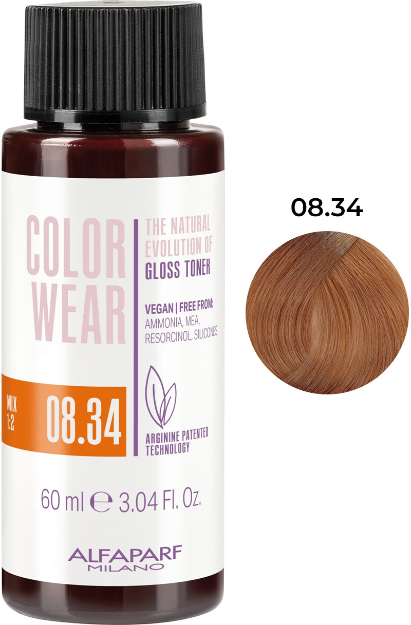 Тонуюча фарба для волосся Color Wear Gloss тон 08.34 Alfaparf, 60 мл