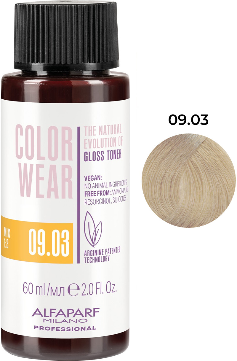 Тонирующая краска для волос Color Wear Gloss тон 09.03 Alfaparf, 60 мл 