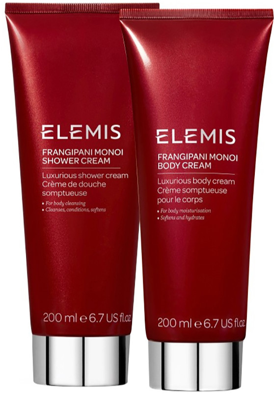 Набір Розкішний дует для тіла Франжипані - Kit: The Frangipani Pairing Luxurious Shower&Body Set (Frangipani Monoi Body Cream 200 мл; Frangipani Monoi Shower Cream 200 мл) Elemis на beauty-prof.com Набір Розкішний дует для тіла Франжипані - Kit: The Frangipani Pairing Luxurious Shower&Body Set (Frangipani Monoi Body Cream 200 мл; Frangipani Monoi Shower Cream 200 мл) Elemis