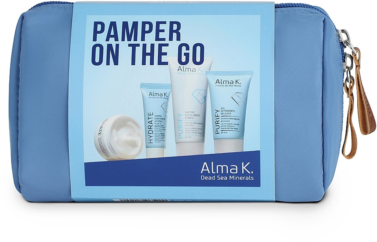 Набір дорожній для для обличчя та тіла Pamper On the Go Alma K, (30мл/15мл/60мл/50мл)