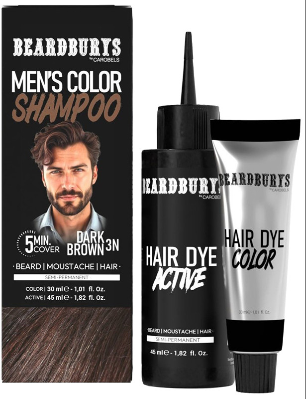 Набір для фарбування волосся, бороди та вусів 3N темно-коричневий NEW Beardburys, (30 мл/45 мл)