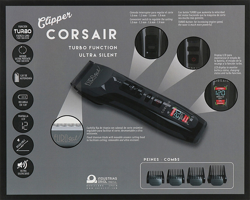 Машинка для стрижки Eurostil Corsai EUROSTIL 04635 на beauty-prof.com Фото 3 Машинка для стрижки Eurostil Corsai EUROSTIL 04635 Фото 3