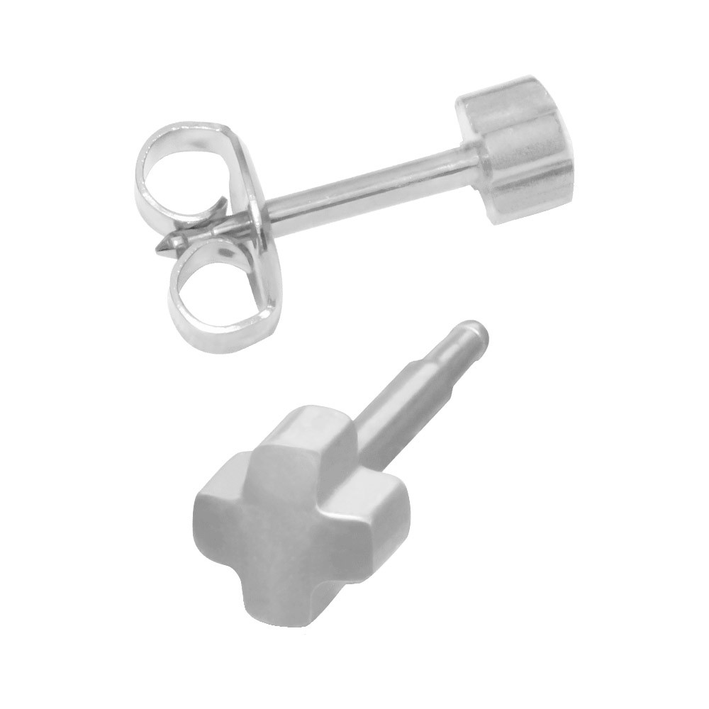 Сережки для вух хрестик кулька срібло R 503 W Studex, 3 мм  Фото 2 