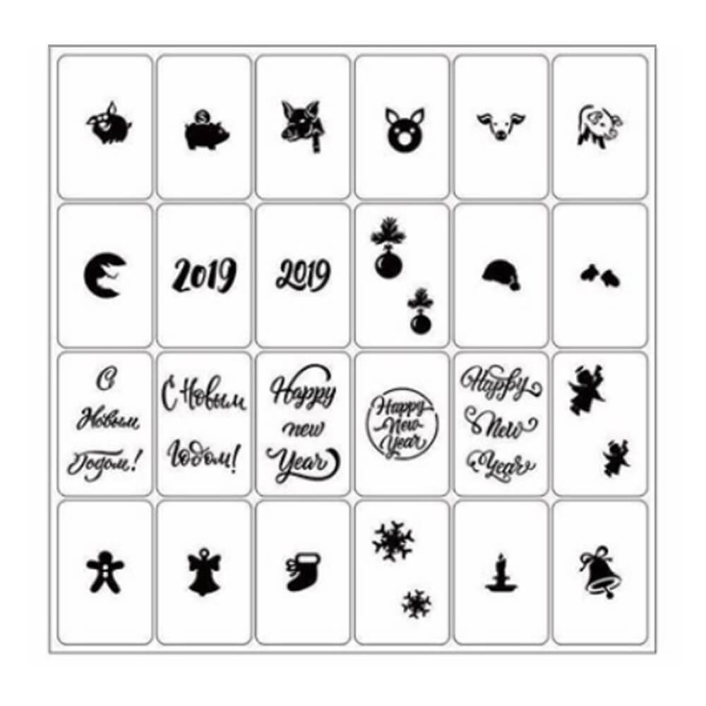Трафарети-наклейки для nail-art "Новий рік 2019" №303