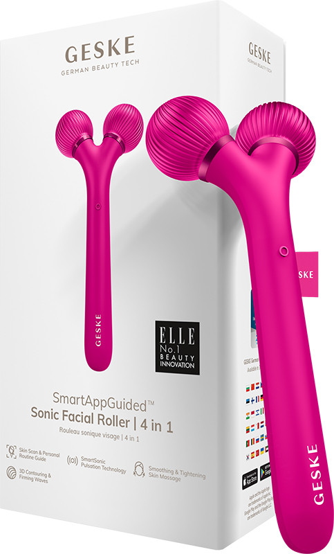 Электронный звуковой ролик для лица GESKE Sonic Facial Roller 4 в 1 сиреневый на beauty-prof.com Электронный звуковой ролик для лица GESKE Sonic Facial Roller 4 в 1 сиреневый