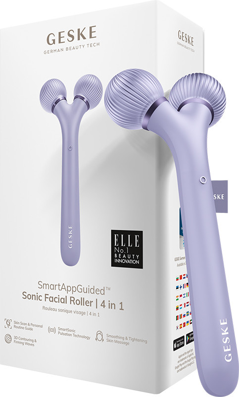 Электронный звуковой ролик для лица GESKE Sonic Facial Roller 4 в 1 фиолетовый на beauty-prof.com Электронный звуковой ролик для лица GESKE Sonic Facial Roller 4 в 1 фиолетовый
