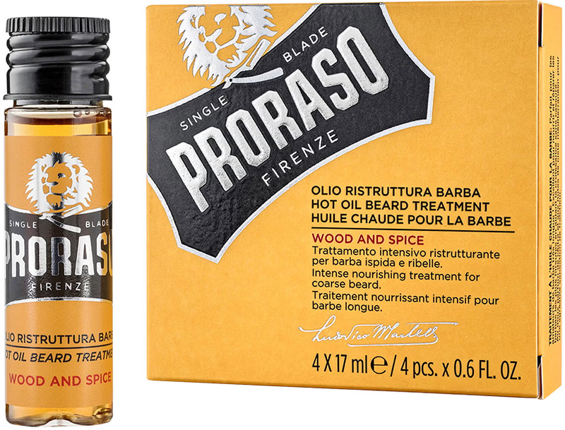 Олія для догляду за бородою розігрівальна Wood&Spice Proraso, 4х17 мл