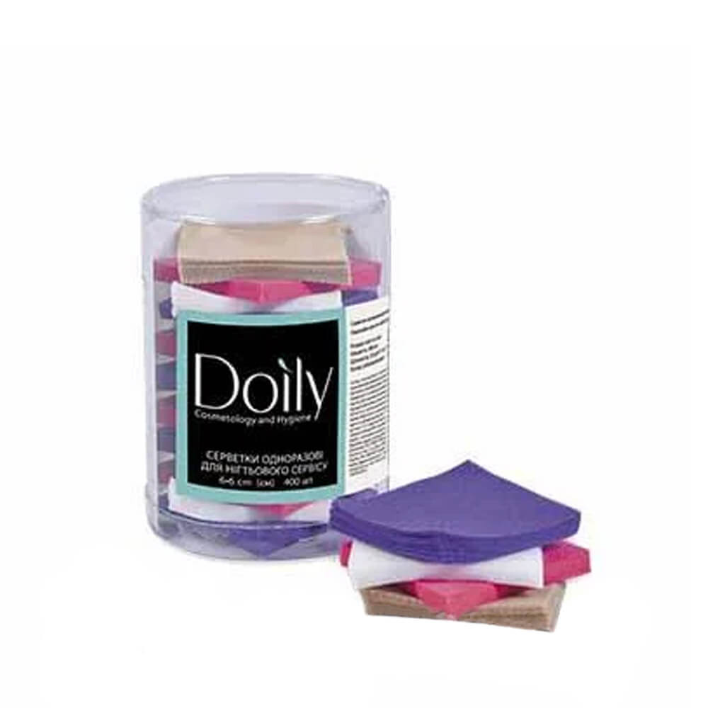 Серветки 6х6 см спанбонд у тубусі різнокольорові Doily, 400 шт на beauty-prof.com Серветки 6х6 см спанбонд у тубусі різнокольорові Doily, 400 шт