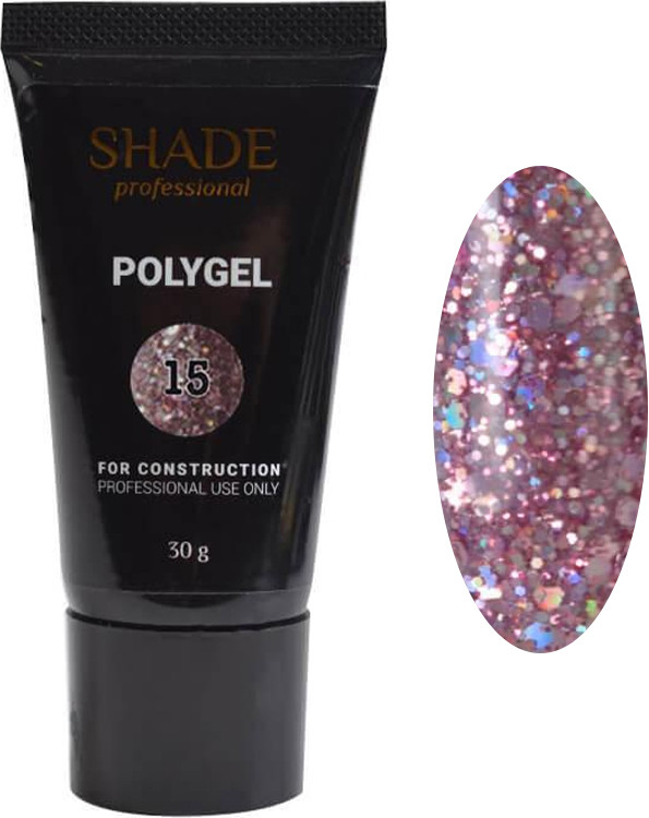 Полігель №15 з шиммером Shade, 30 мл