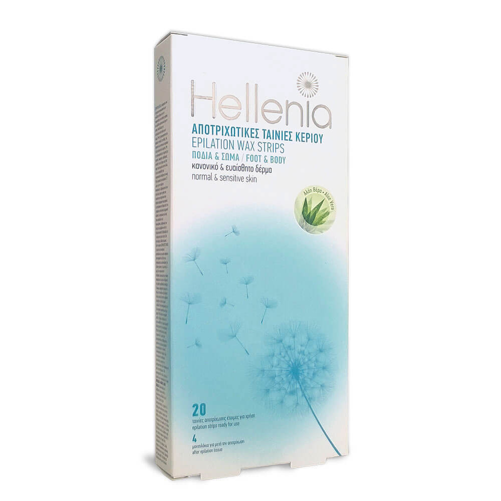 Смужки для депіляції обличчя 20 шт + вологі серветки 4 шт (Aloe Vera) Hellenia