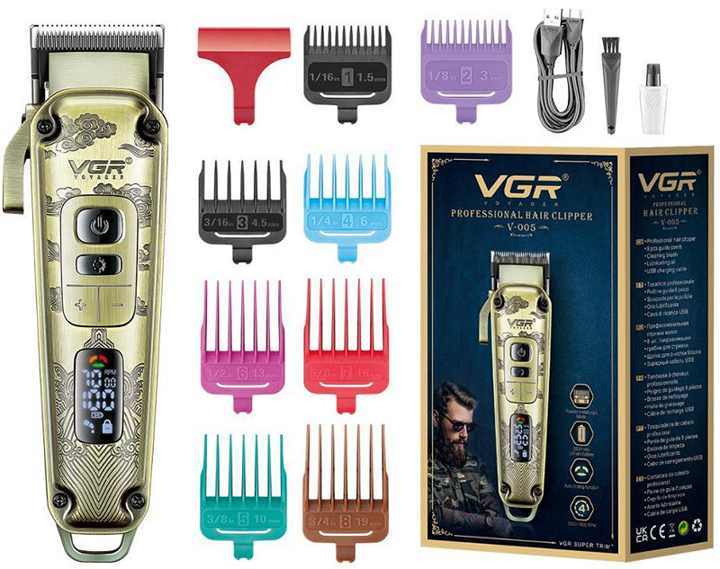 Машинка для стрижки аккумуляторная (8 насадок) Clipper V-005 VGR на beauty-prof.com Машинка для стрижки аккумуляторная (8 насадок) Clipper V-005 VGR