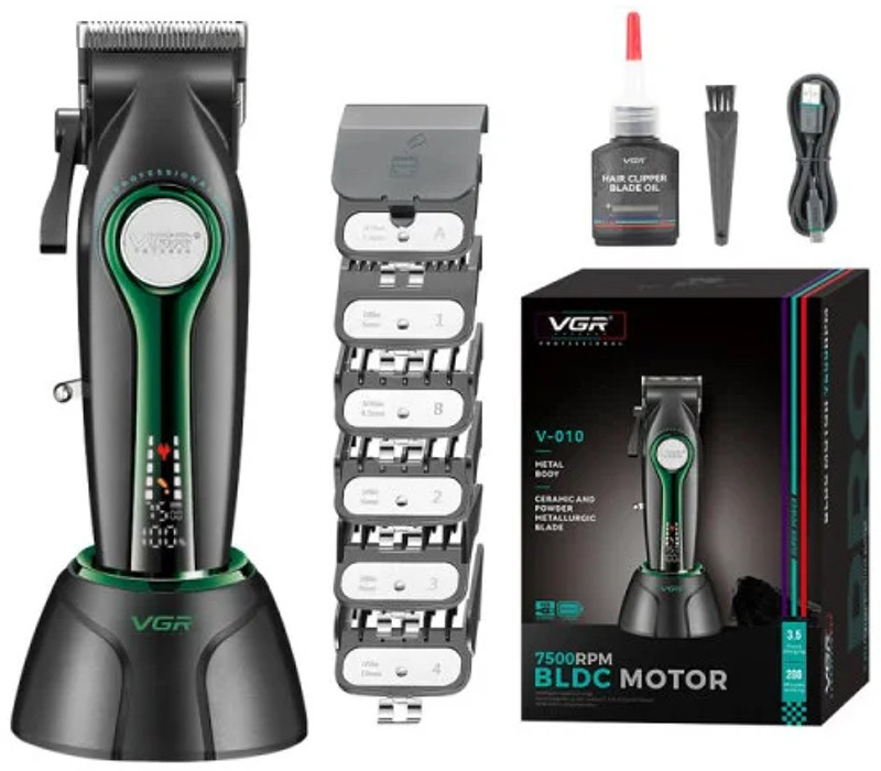 Машинка для стрижки аккумуляторная (6 насадок) Clipper V-010 GREEN VGR на beauty-prof.com Машинка для стрижки аккумуляторная (6 насадок) Clipper V-010 GREEN VGR