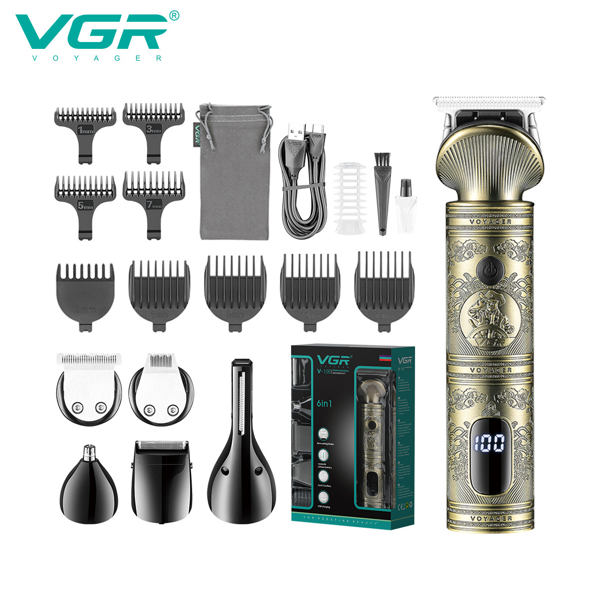 Набор для стрижки (14 насадок) 6 в 1 V-106 VGR на beauty-prof.com Фото 2 Набор для стрижки (14 насадок) 6 в 1 V-106 VGR Фото 2