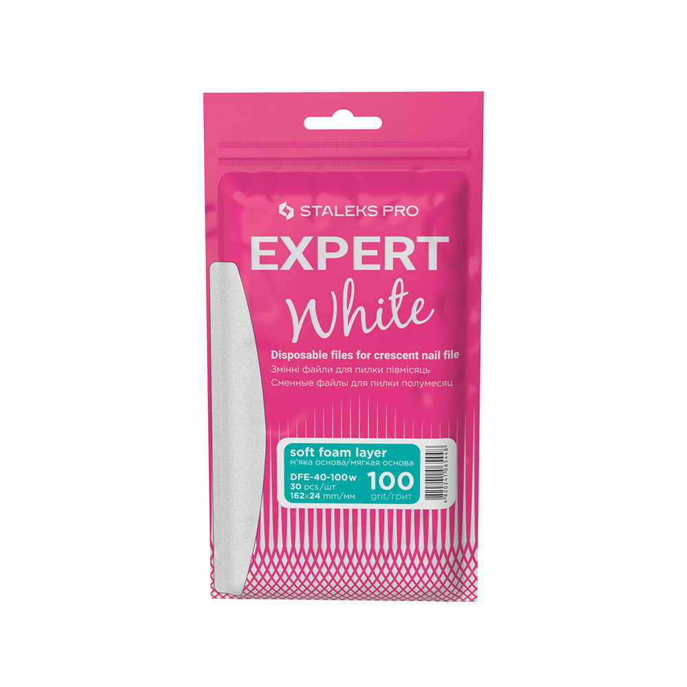 Сменные файы белые для пилки полумесяц на мягкой основе Expert 40 100 грит, 30 шт)