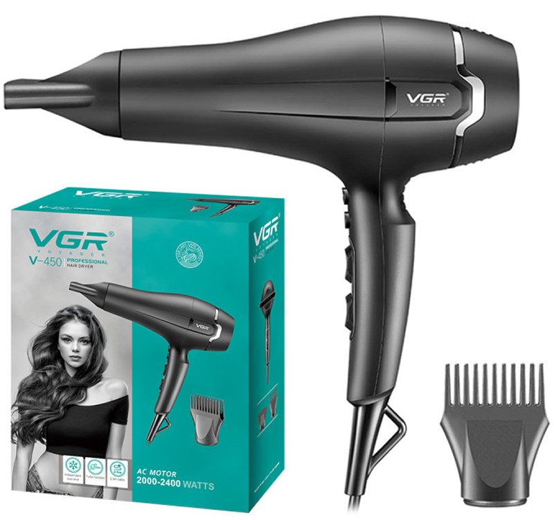 Фен для сушки волосся V-450 2400W VGR на beauty-prof.com Фото 2 Фен для сушки волосся V-450 2400W VGR Фото 2