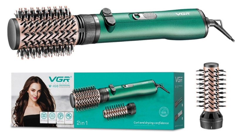 Фен-плойка с оборотом Black/Green V-498 VGR 