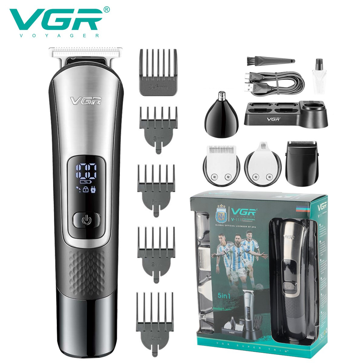 Набор для стрижки (9 насадок) 5 в 1 V-111 VGR на beauty-prof.com Фото 2 Набор для стрижки (9 насадок) 5 в 1 V-111 VGR Фото 2