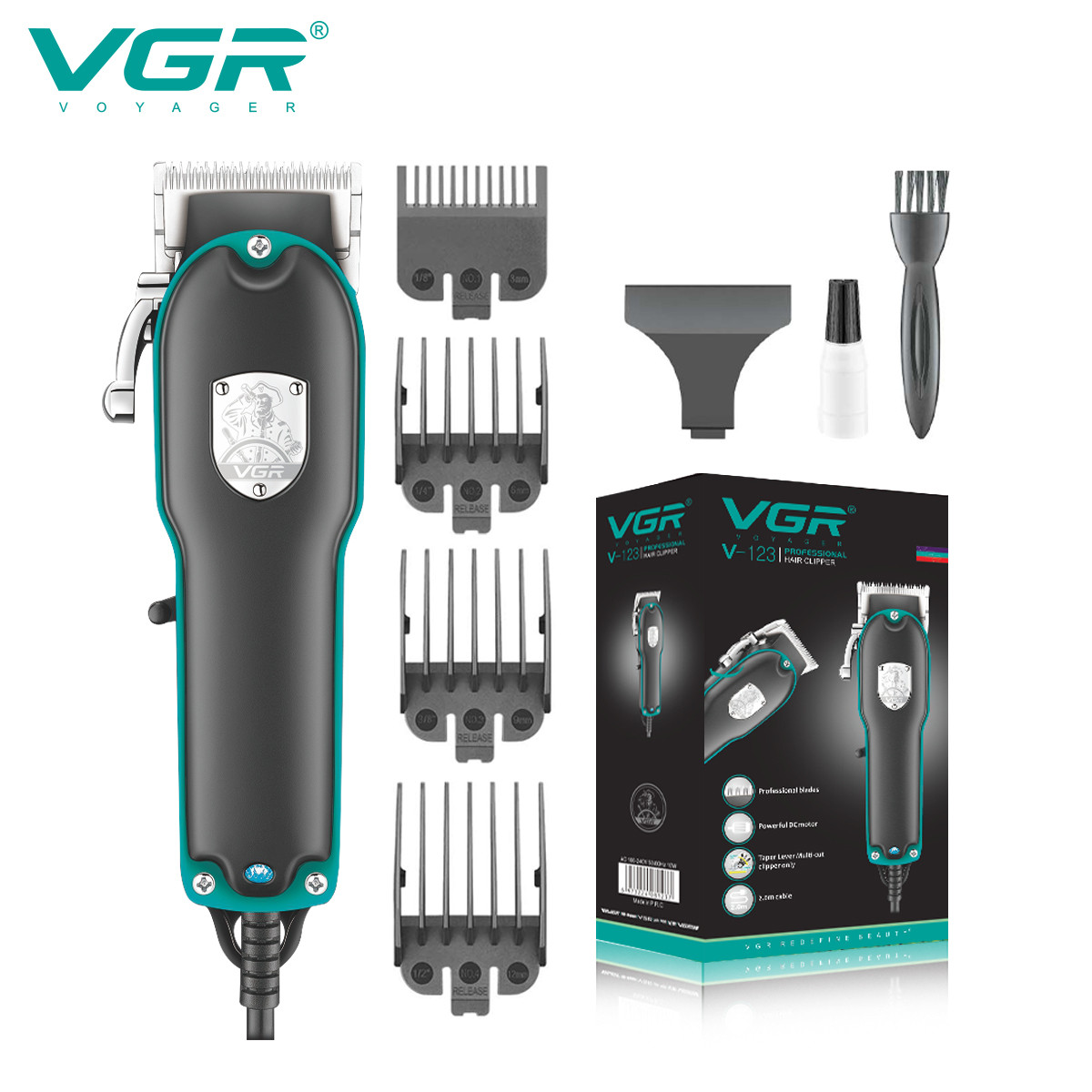 Машинка для стрижки (4 насадки) clipper V-123 VGR на beauty-prof.com Фото 2 Машинка для стрижки (4 насадки) clipper V-123 VGR Фото 2
