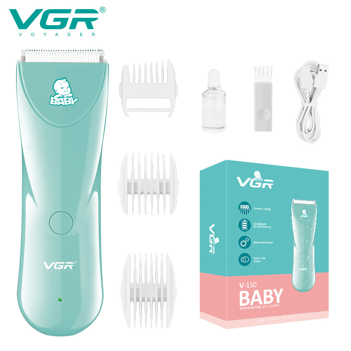 Дитяча машинка для стрижки V-150 MINT IPX7 VGR на beauty-prof.com Фото 2 Дитяча машинка для стрижки V-150 MINT IPX7 VGR Фото 2