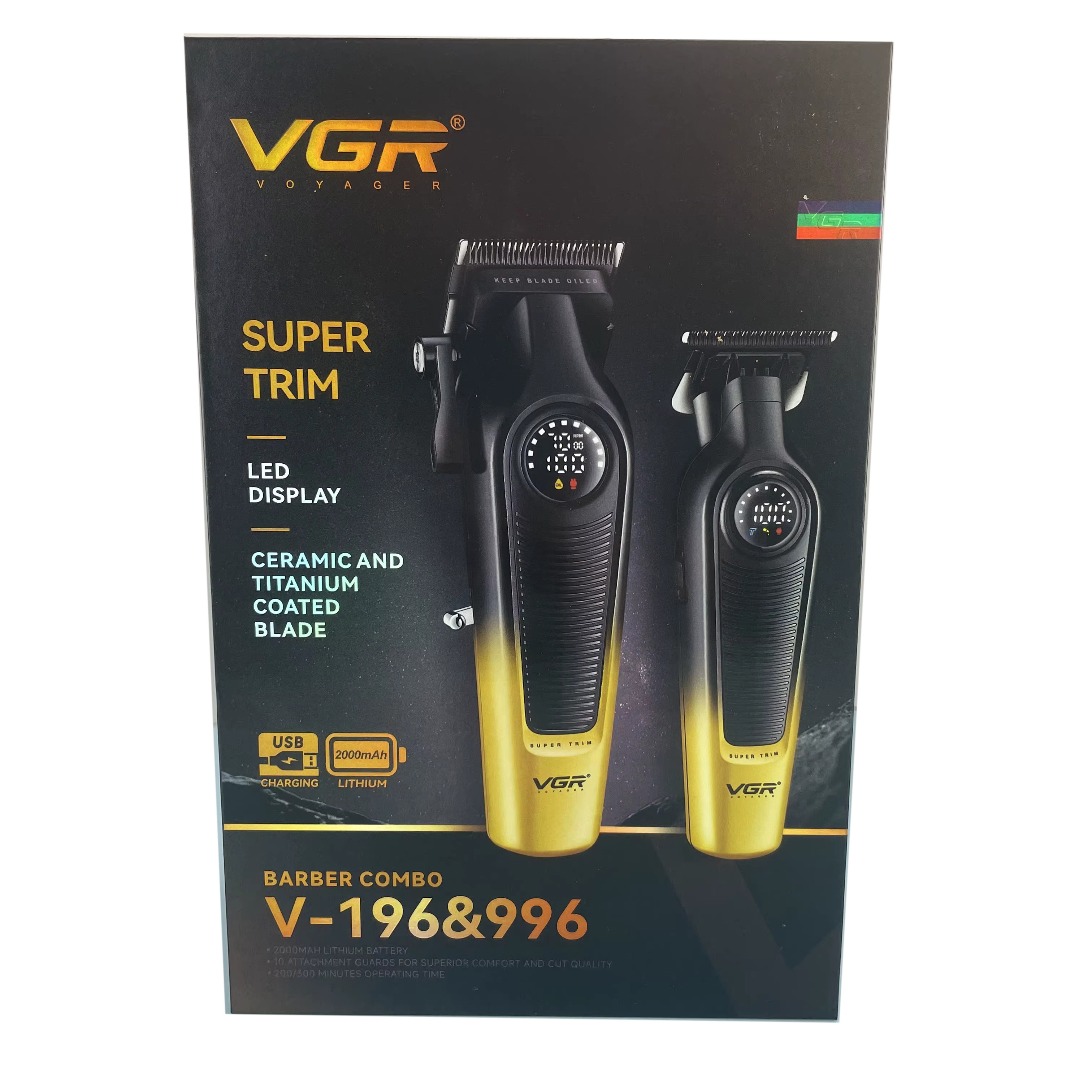 Набор машинка для стрижки аккумуляторная и триммер 2 в 1 V-196&996 GOLD VGR на beauty-prof.com Фото 2 Набор машинка для стрижки аккумуляторная и триммер 2 в 1 V-196&996 GOLD VGR Фото 2