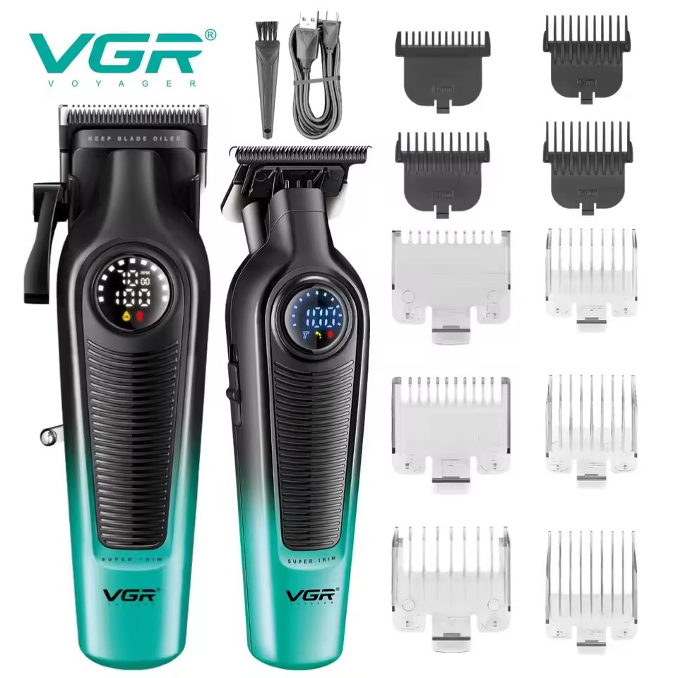 Набір акумуляторна машинка для стрижки та триммер 2 в 1 V-196&996 GREEN VGR 