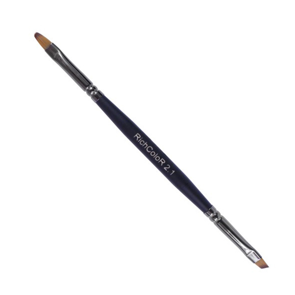 Пензлик двосторонній для гелю № 2.1 Richcolor, овальний, скошений на beauty-prof.com Пензлик двосторонній для гелю № 2.1 Richcolor, овальний, скошений