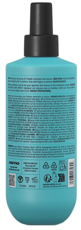 Спрей сольовий текстуруючий для укладки волосся Matt Salt Spray NEW Osmo, 250 мл на beauty-prof.com Фото 2 Спрей сольовий текстуруючий для укладки волосся Matt Salt Spray NEW Osmo, 250 мл Фото 2