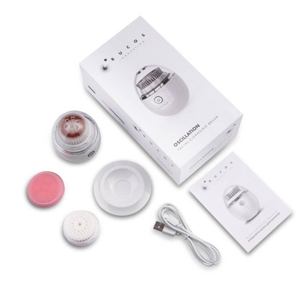 Очищаюча щітка для обличчя Facial Cleansing Brush B1 (Біла) Bucos  Фото 6 