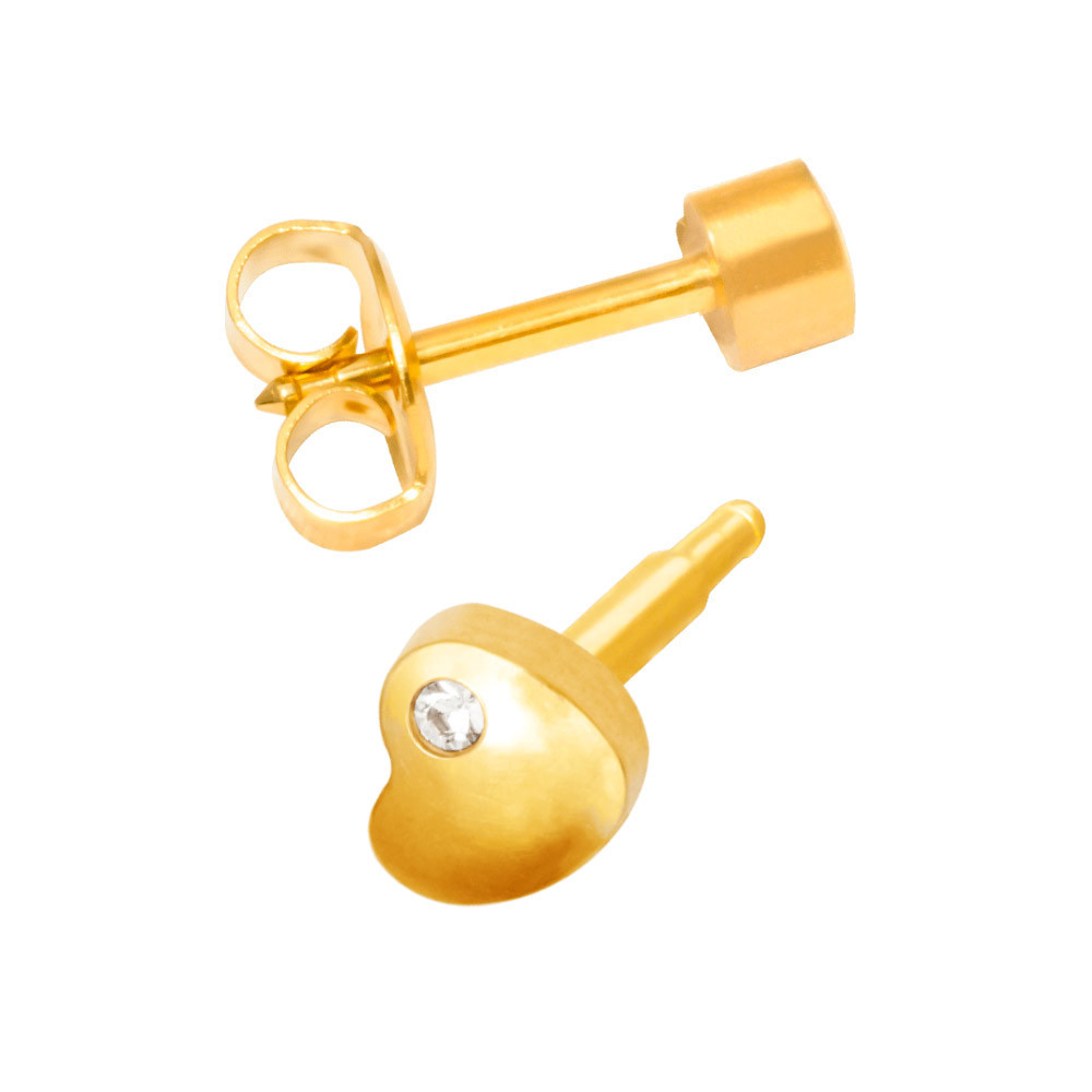 Сережки для вух серце з маленьким каменем золото R 602 Y-4 Studex, 3 мм  Фото 2 