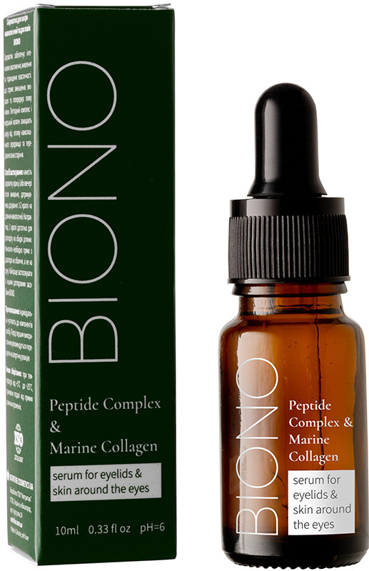 Сыворотка для кожи вокруг глаз и век "Peptide Complex & Marine Сollagen" Biono, 10 мл на beauty-prof.com Фото 2 Сыворотка для кожи вокруг глаз и век "Peptide Complex & Marine Сollagen" Biono, 10 мл Фото 2