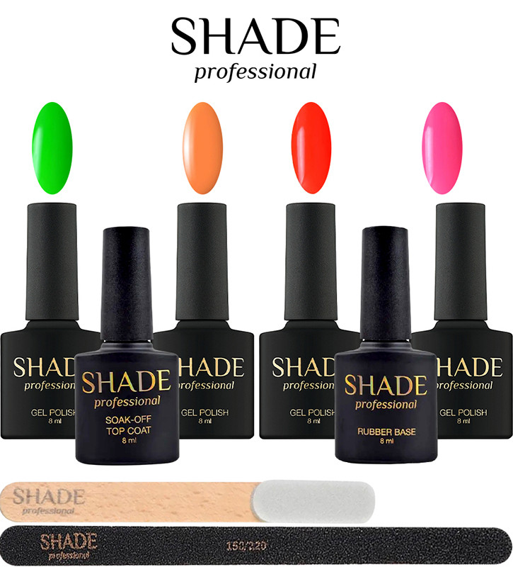 Набір для покриття нігтів гель-лаком Shade Summer Neon 8 предметів
