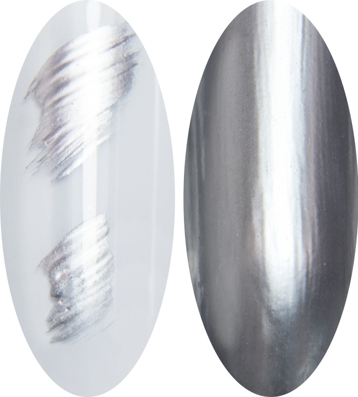 Гель-краска зеркальный эффект Metallic Gel Silver Global Fashion, 5 гр  Фото 2 