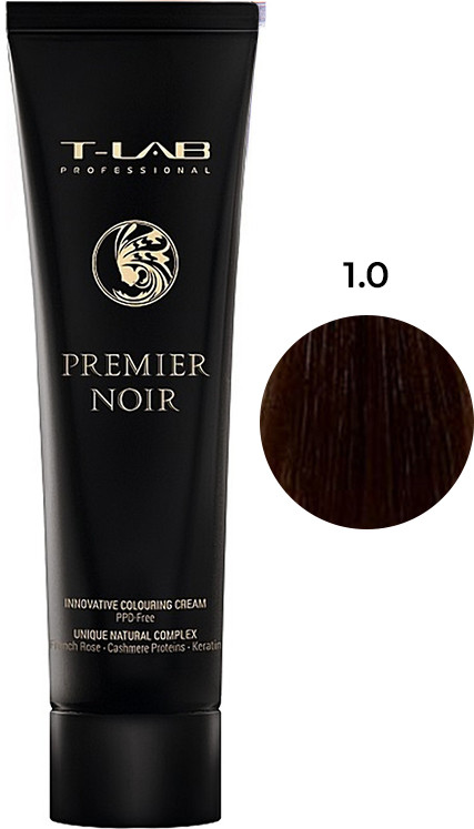 Крем-фарба для волосся 1.0 натуральний чорний PREMIER NOIR T-LAB Professional, 100 мл