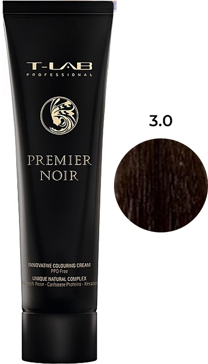 Крем-фарба для волосся 3.0 натуральний темний шатен PREMIER NOIR T-LAB Professional, 100 мл