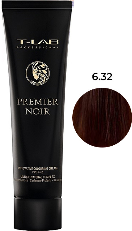 Крем-фарба для волосся 6.32 темний золотисто-перламутровий блондин PREMIER NOIR T-LAB Professional, 100 мл